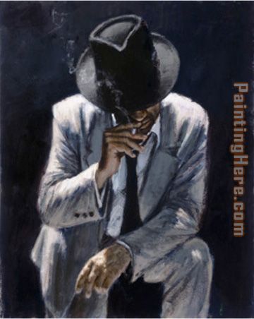 Smoking Under The Light With White Suit painting - Fabian Perez Smoking Under The Light With White Suit art painting